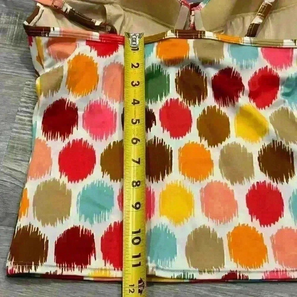 Victoria's Secret Tankini Top White w/Multi-Color Splatter Dots Size 34D - Picture 6 of 7